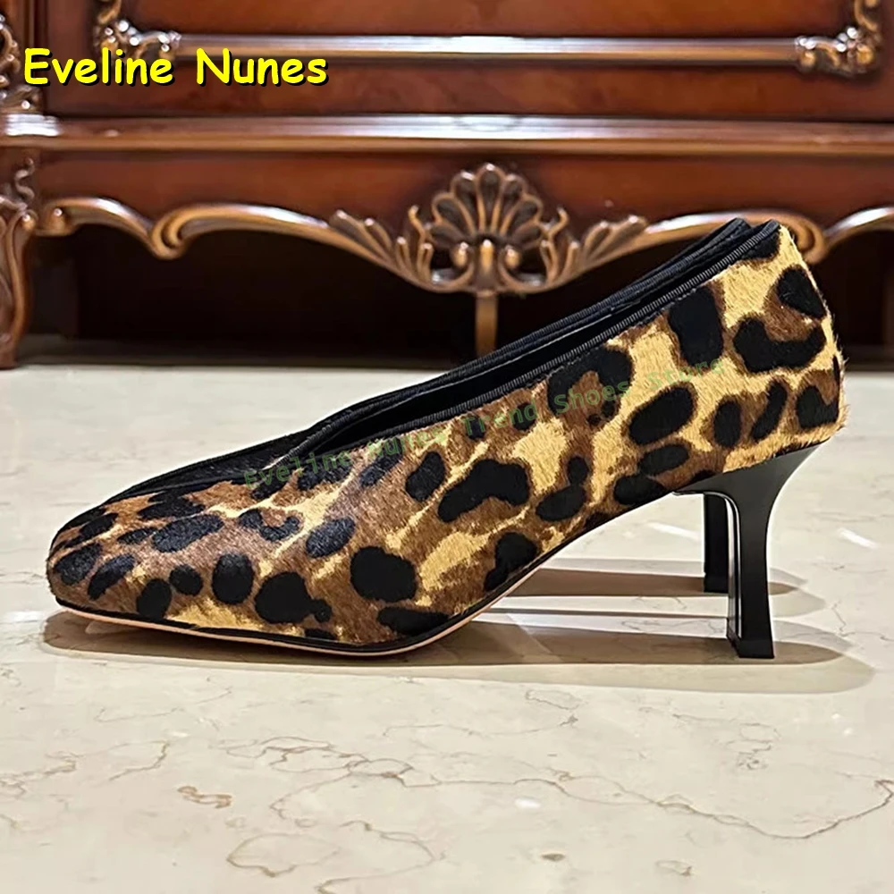 Leopard Print Shallow Fashion Pumps Square Toe Kitten Heel Slip On Sexy Party Shoes 2026 Summer Spring High Heels New Arrivasl