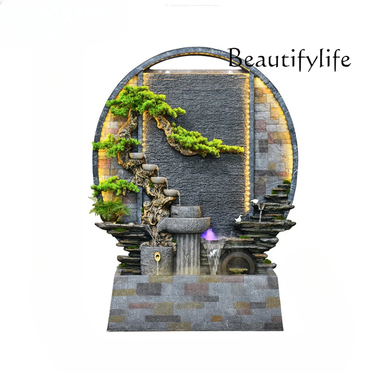 

Courtyard Flowing Water Light Luxury Soft Decoration Ornaments Office Opening Gift Subareas Screens Water Curtain Wall