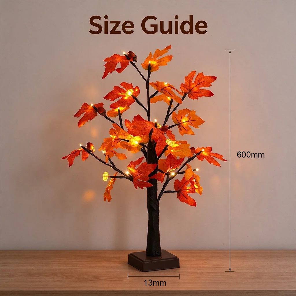 Decorative LED Branch Tree Light Battery Operated Artistic Tree Modeling Maple Leaf Branches for Tabletop Christmas Thanksgiving