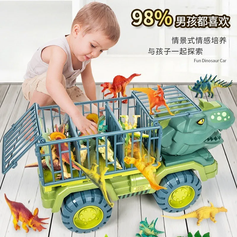 Extra Large Dinosaur Transporter Children\'s Toy Set Boy Tyrannosaurus Rex Car Solid Dinosaur Resistant to Falling