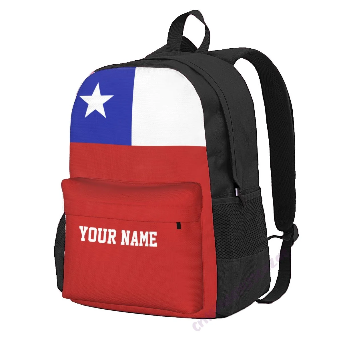 Custom Name Chile Flag Polyester Backpack For Men Women Travel Bag Casual Students Hiking Travel Camping