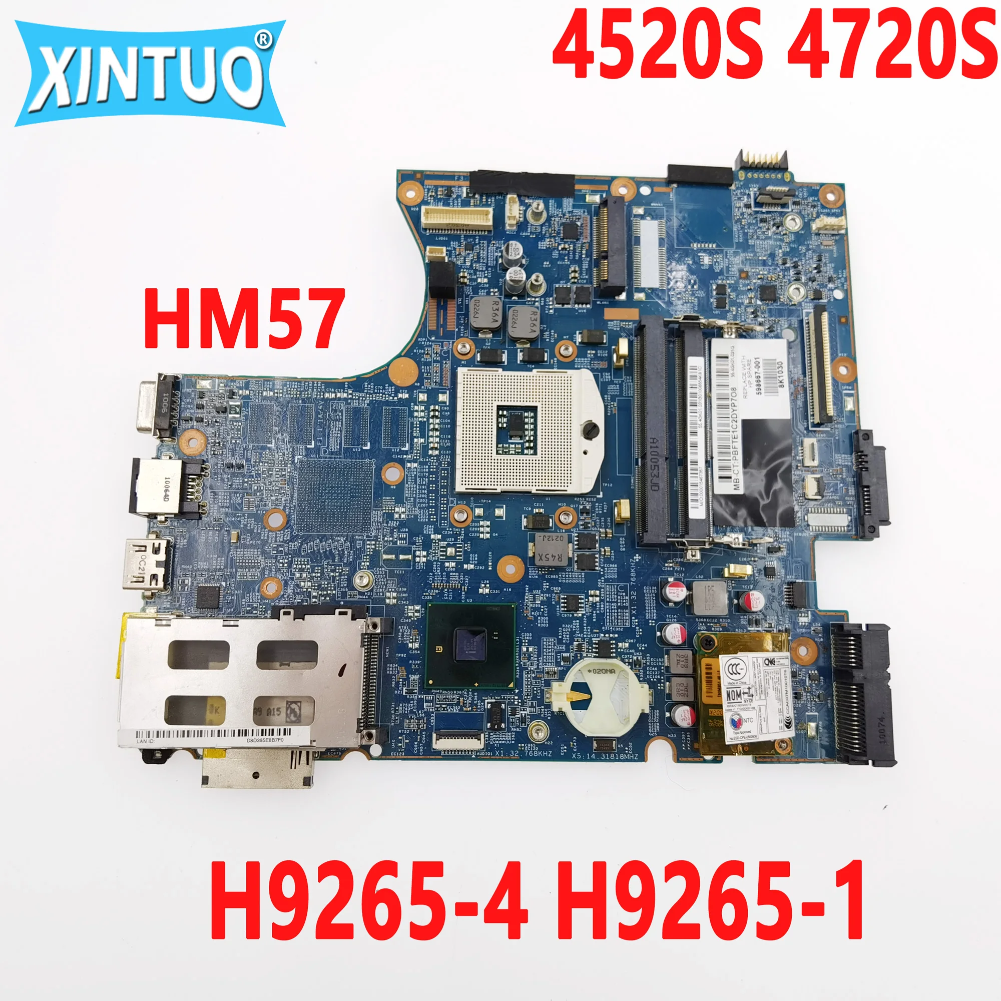 

598667-001 598667-601 motherboard for HP Probook 4520S 4720S laptop motherboard H9265-4 H9265-1 48.4GK06.041 HM57 DDR3 100% test