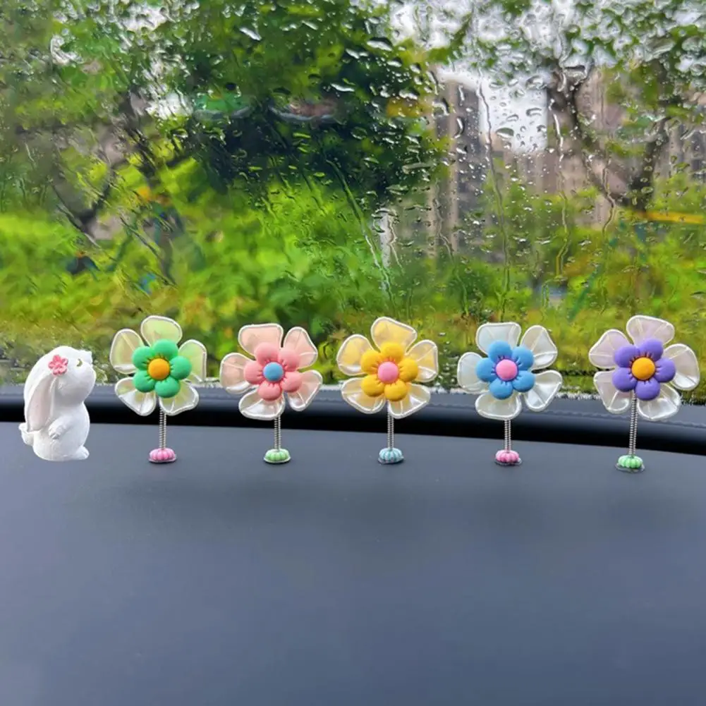 Cute Sun Flowers Car Decor Cute Sun Flowers Shaking Head Ornament Vibrant Car Dashboard Desk Decorations for Home Office