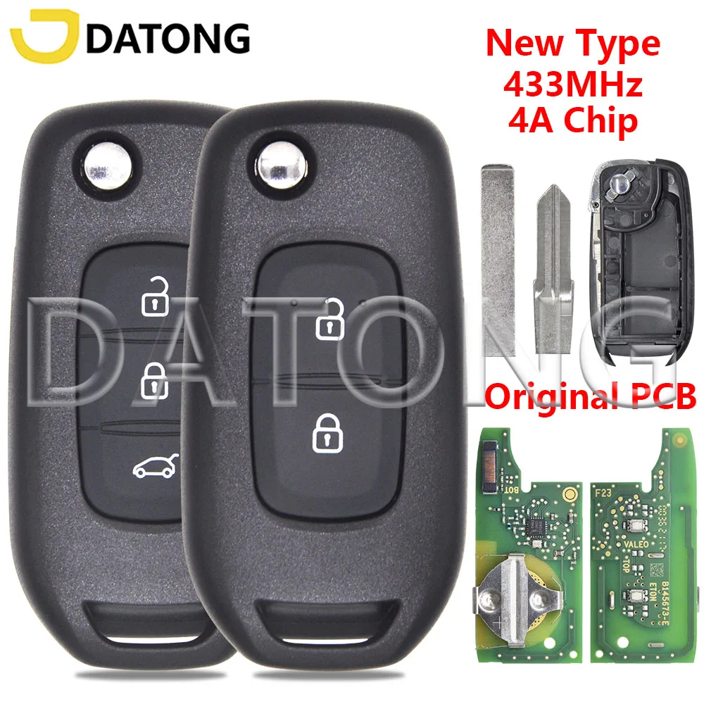 

Datong World Original PCB 4A Chip 433MHz New Versionl Flip Car Remote Control Key For Renault Duster Sandero Logan Oroch