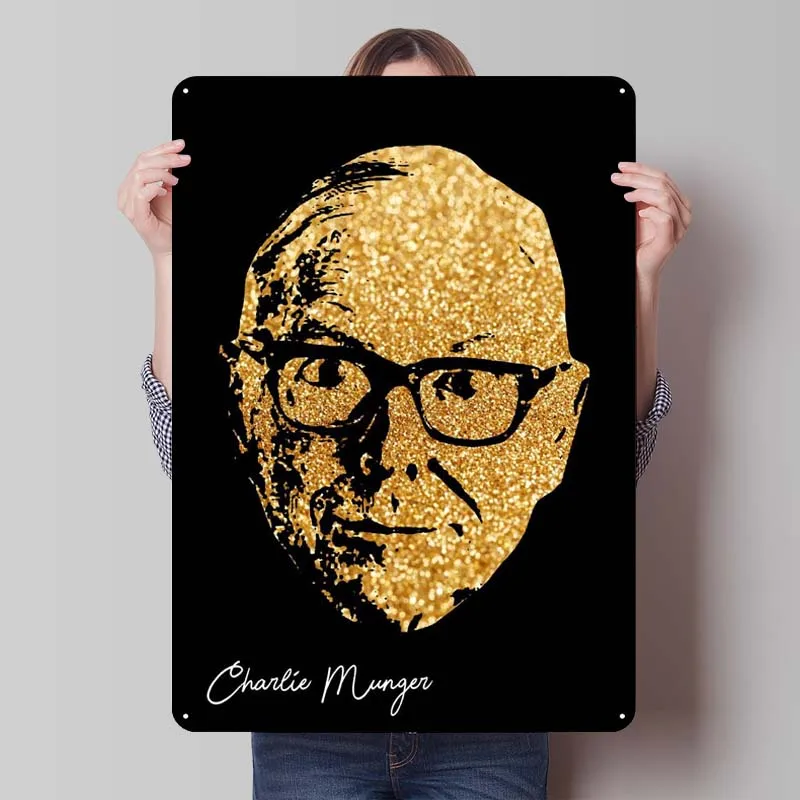 Charlie Munger Portrait Coffee Bar Vintage Metal Signs for Wall Decoration Bathroom Decor Celebrity Tinplate Metal Poster Room