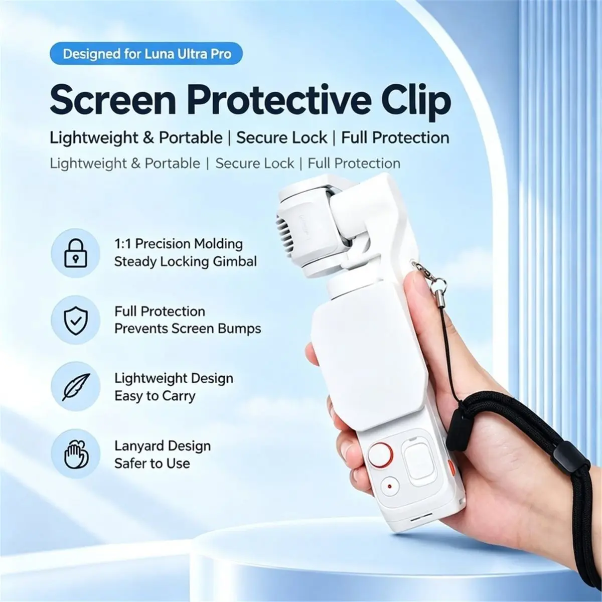 For Insta360Luna Gimbal Clip Screen Clamp Anti Scratch Handheld Camera Gimbal Clip Black