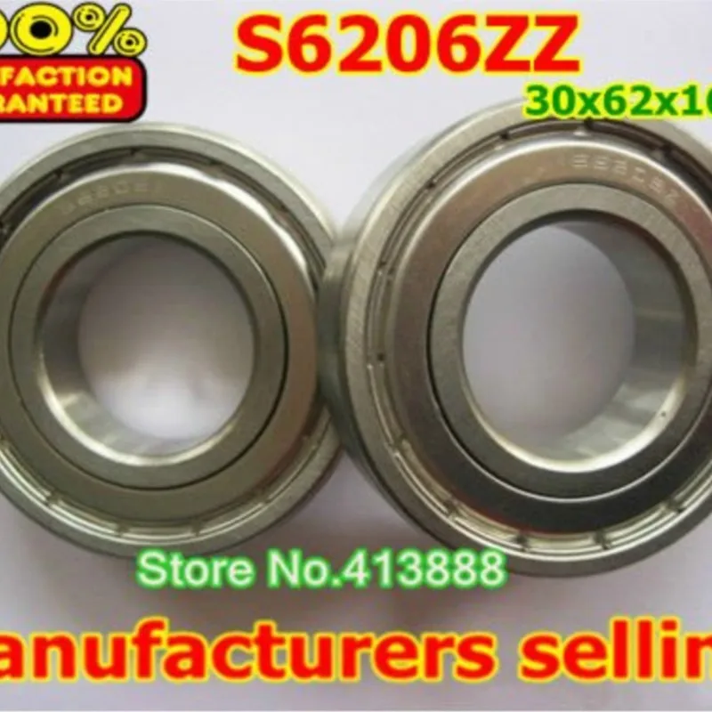 

NBZH bearing(1pcs) SUS440C Environmental Corrosion Resistant Stainless Steel Deep Groove Ball Bearings S6206ZZ 30*62*16 Mm