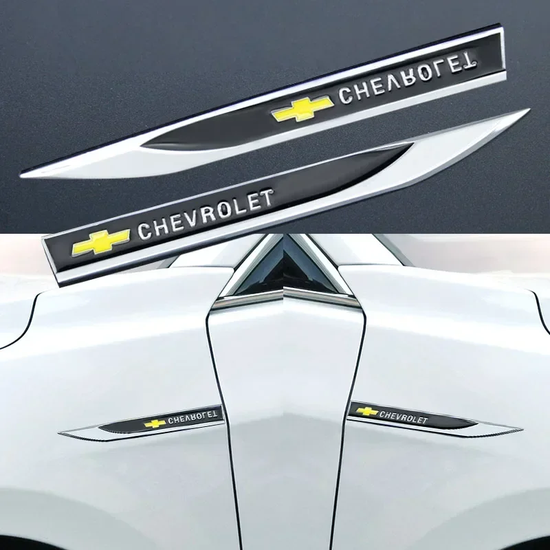 2pcs Car Emblem Car Fender Sides Metal Blade Sticker Decal For Chevrolet Sail Onix Corsa Aveo Sonic Spark 2021 Car Accessories