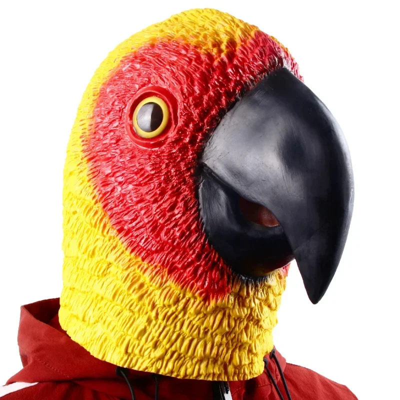 Coslan Novelty Parrot Latex Animal Bird Head Mask For Halloween Costume Headgear Cosplay Party Props