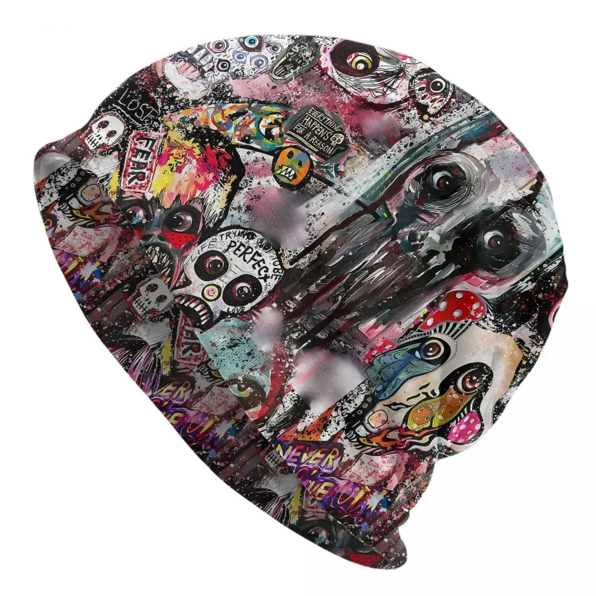 Gorros de calaveras Grunge para hombre y mujer, gorro fino de calaveras abstractas, gorro de esquí Unisex, otoño y primavera