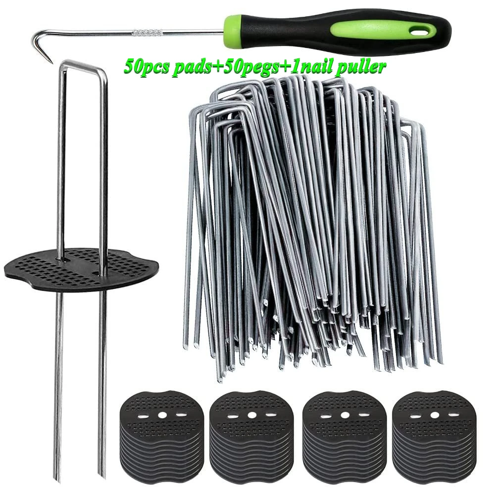 50pcs U-Type Garden Staples, Heavy-Duty Fence Tubing Stakes for Sod Landscape, Ground Pins for Lawn Barrier
