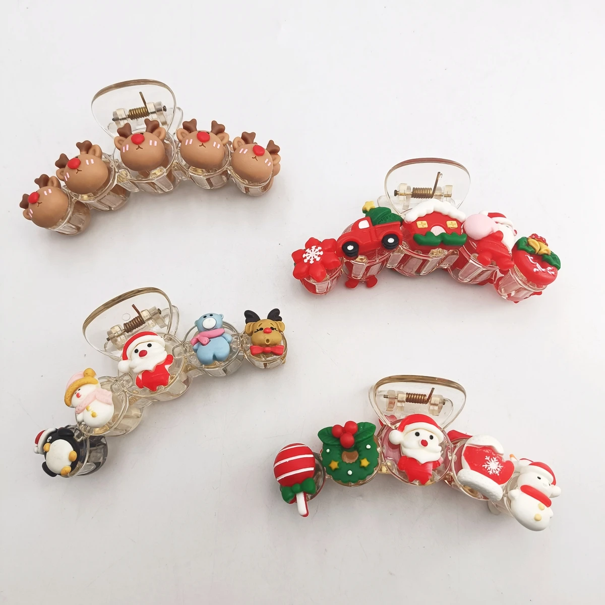 Weihnachten Transparente Acryl Haar Clip Neue Nette Große Haar Klaue Haarspangen Santa Claus Haarnadel Haar Zubehör Kopfbedeckungen