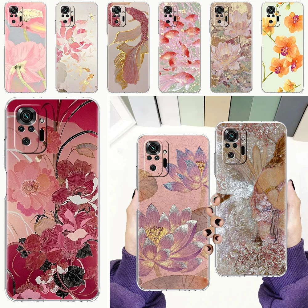 Handyhülle für Xiaomi Redmi Note 15 14 5G 13 12 10 11 Pro Plus 4G 14C 13C 12C Weiche TPU-Hülle mit Blumen-, Feen- und Fischmotiv