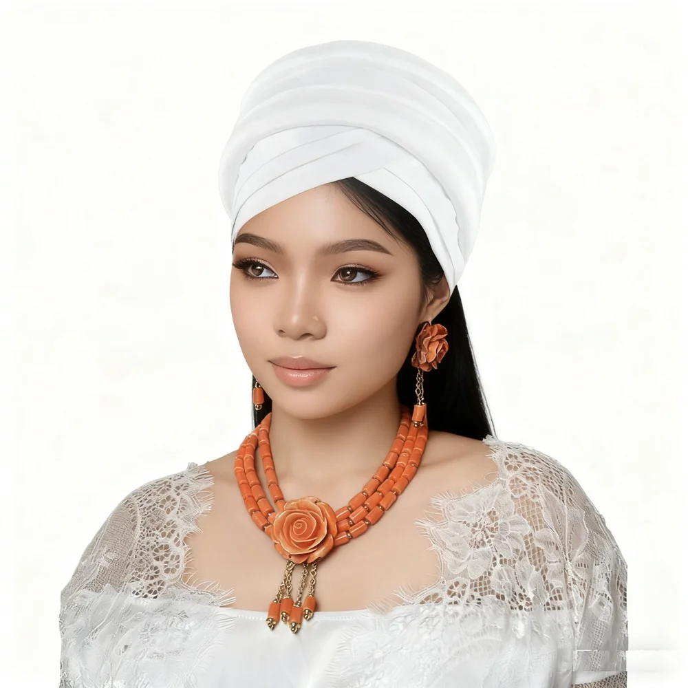 

Multi Layered Headwraps Crossed Forehead Muslim African Gele Headties Turban Women Bonnet Head Wrap Nigeria Wedding Party Geles