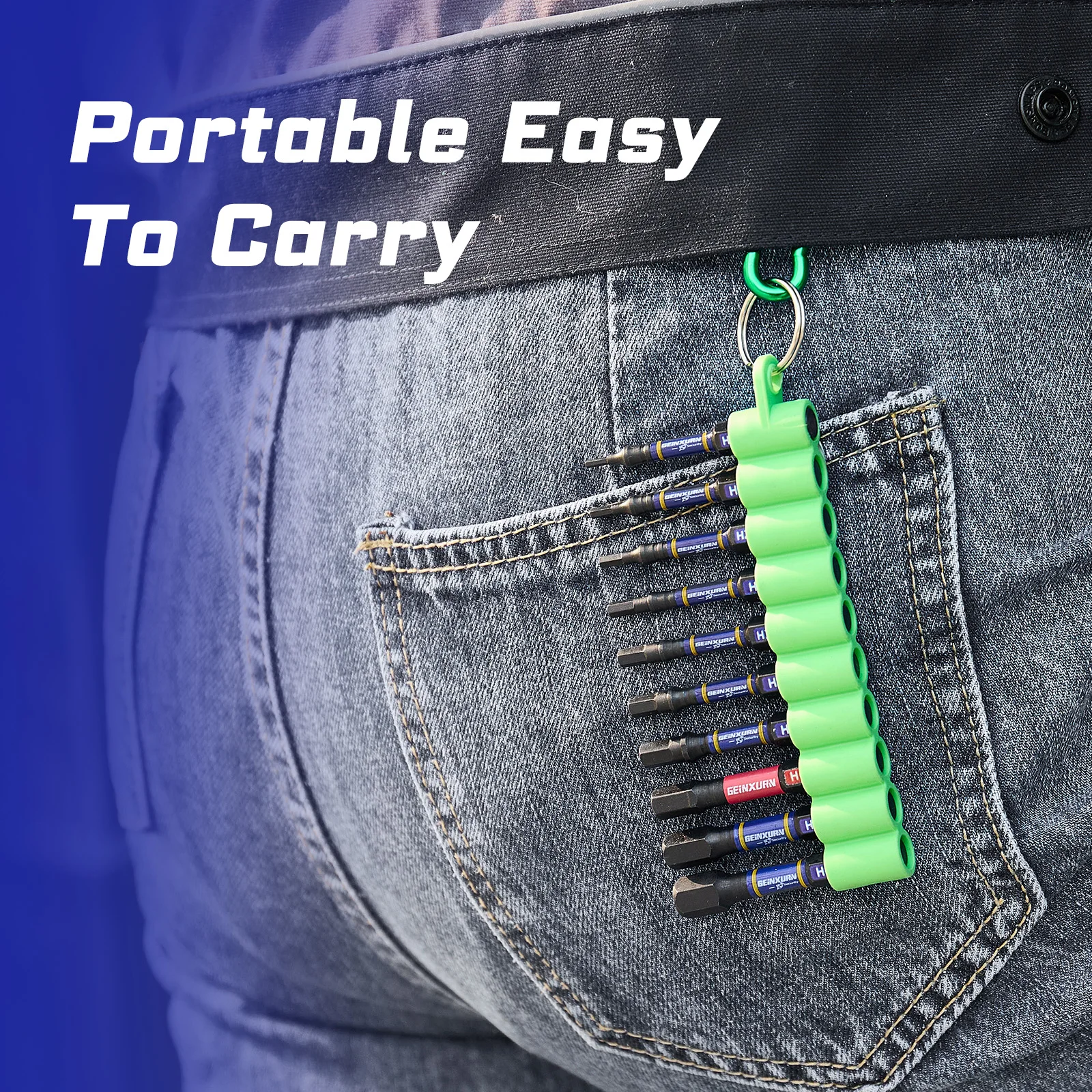 Geinxurn Impact HEX Screwdriver Bits Set, 2” Magnetic(1.5-8) S2 Steel Driver Bits and Bit Holder with Soft Hanging Strips