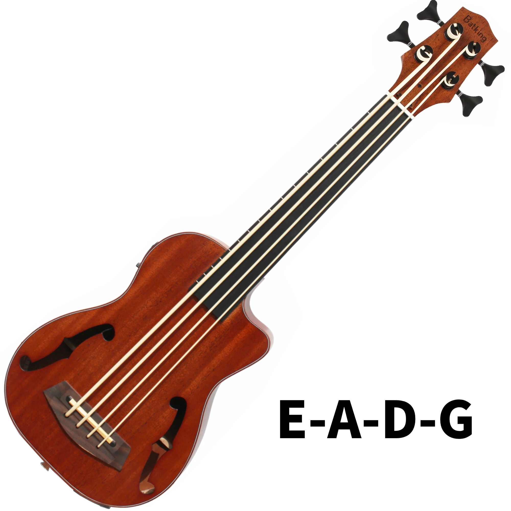 Batking Ukulele Bass Electric Ubass，30 inch Baritone bass ukulele, Fretted Electric Acoustic Uku bass With Gig Bag