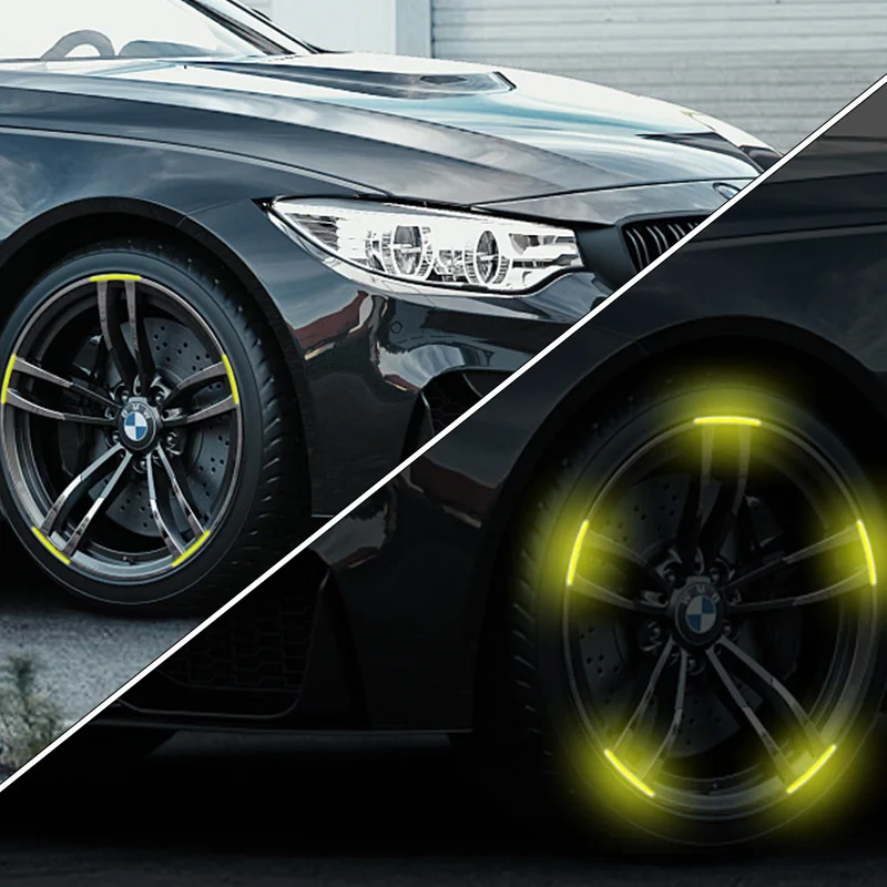 20/40Pcs Car Wheel Hub Reflective Sticker Set car Motorcycle Stripe Tape Decorative Stickers Car Decal Auto Exterior Accessories