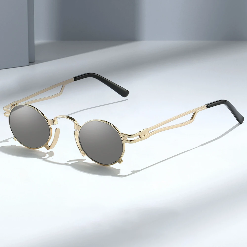 Kleine Rahmen Getönte Lesebrille Männer Vintage Punk Sonnenbrille Mode Runde Frauen Presbyopie Leser Outdoor Schatten Sonnenbrille – Detail 3