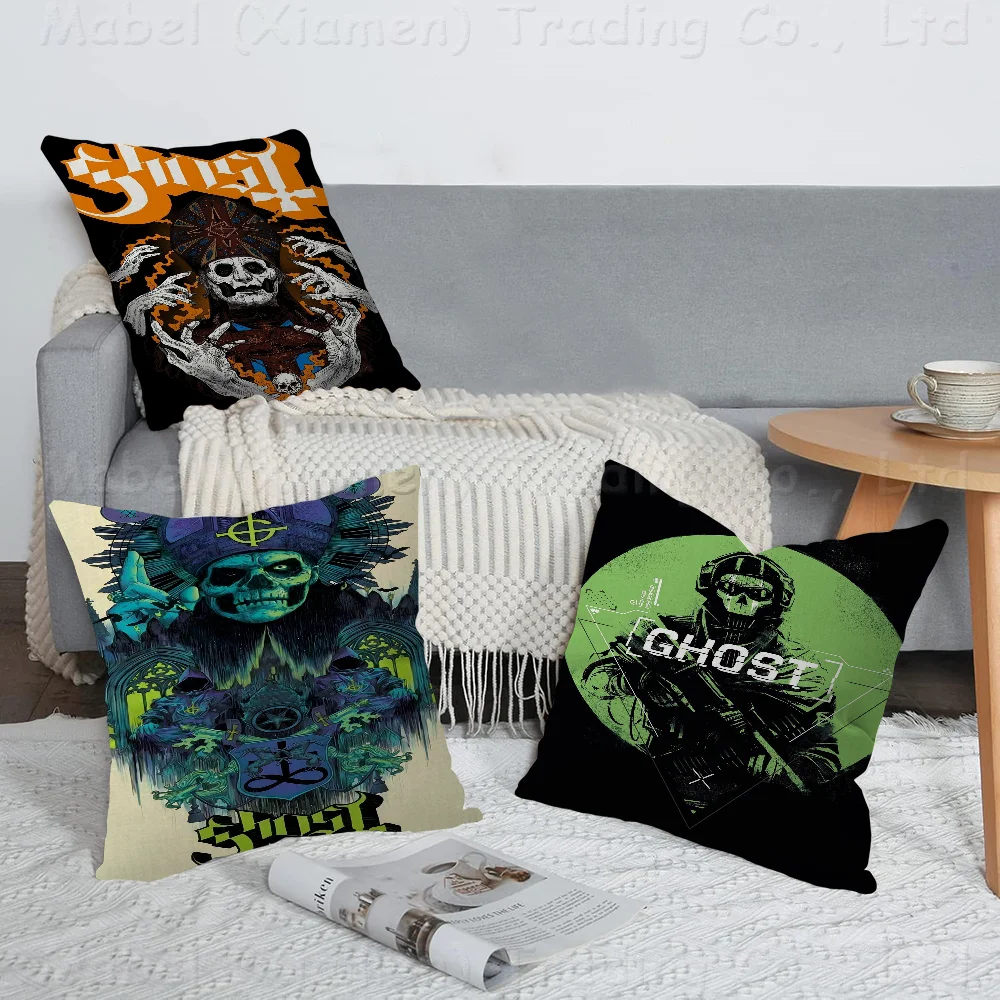 

Rock Ghost Band Maple Design Cushion Cover Happy Autumn Harvest Decor Holiday Decorati Pillow Cover