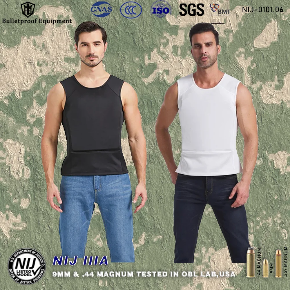 

Civilian Bulletproof Vest, Class IIIA, Ultra-Comfortable, Lightweight, Concealed, Invisible, Bulletproof Zipper T-Shirt Clothing