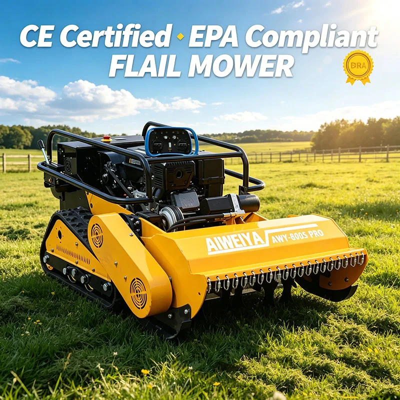Customized Gas Powered Remote Control Crawler Flail Mower Wireless Operation Slope Weeder For Orchard Solar Farm Riverbank