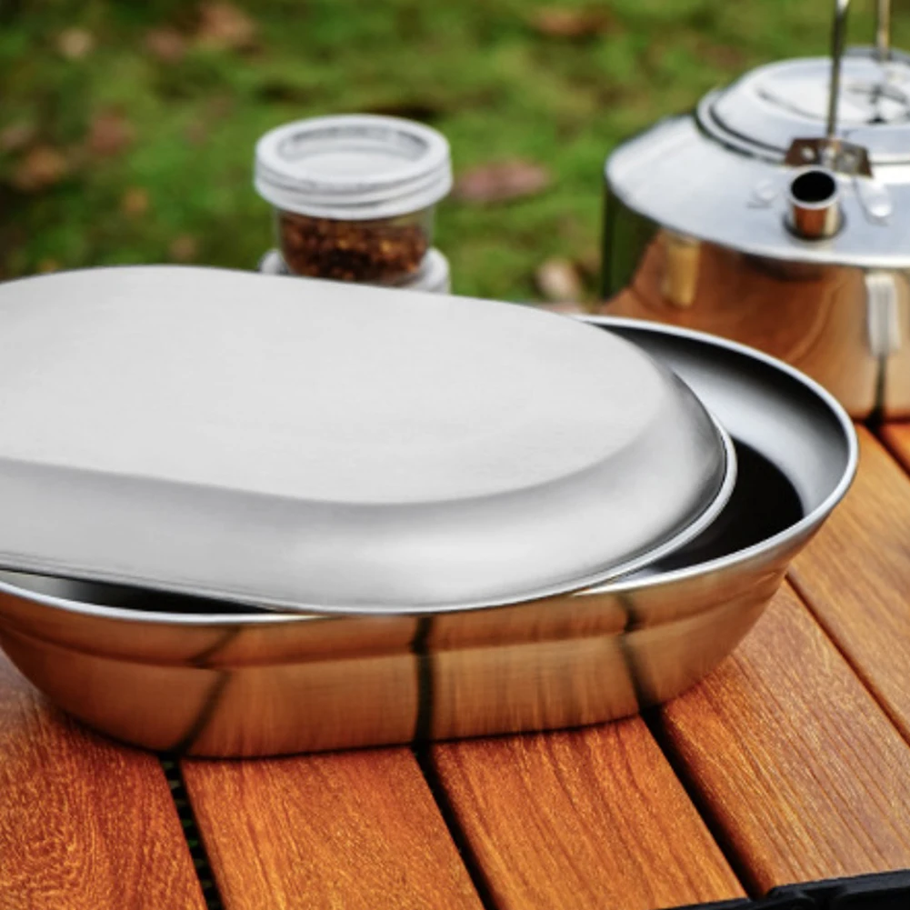 

304 Stainless Steel Versatile Outdoor Plates - Multi-Use Bowls For Camping BBQ & Daily Dining Compact Storage