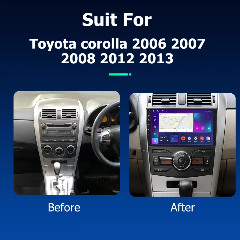 Android Car Radio GPS Navigation Multimedia Video Player for Toyota corolla 2006 2007 2008 2012 2013 Stereo Tape Recorder