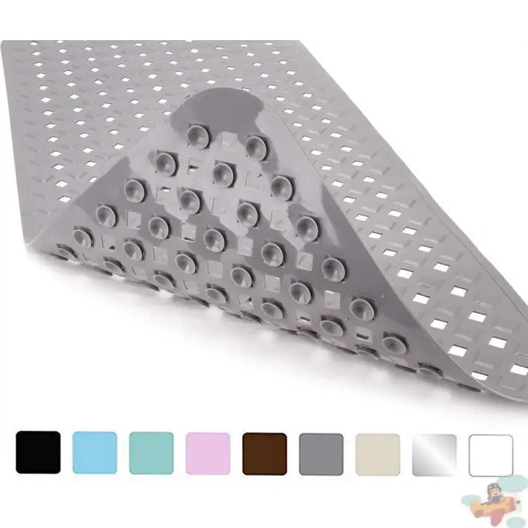 

Batoom Anti-Slip Mat ower Room Bath Long Suction Cup Large Diamond PVC Leak Fast Drain Home Fabric Floor Mats