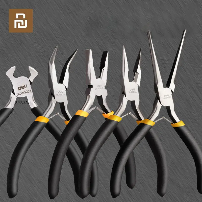 XIAOMI Deli Multifunctional Mini Pliers 1 Pcs 4/5/6 Inch Alloy Steel Electrician Portable Hand Tools Combination Set Wire Cutter