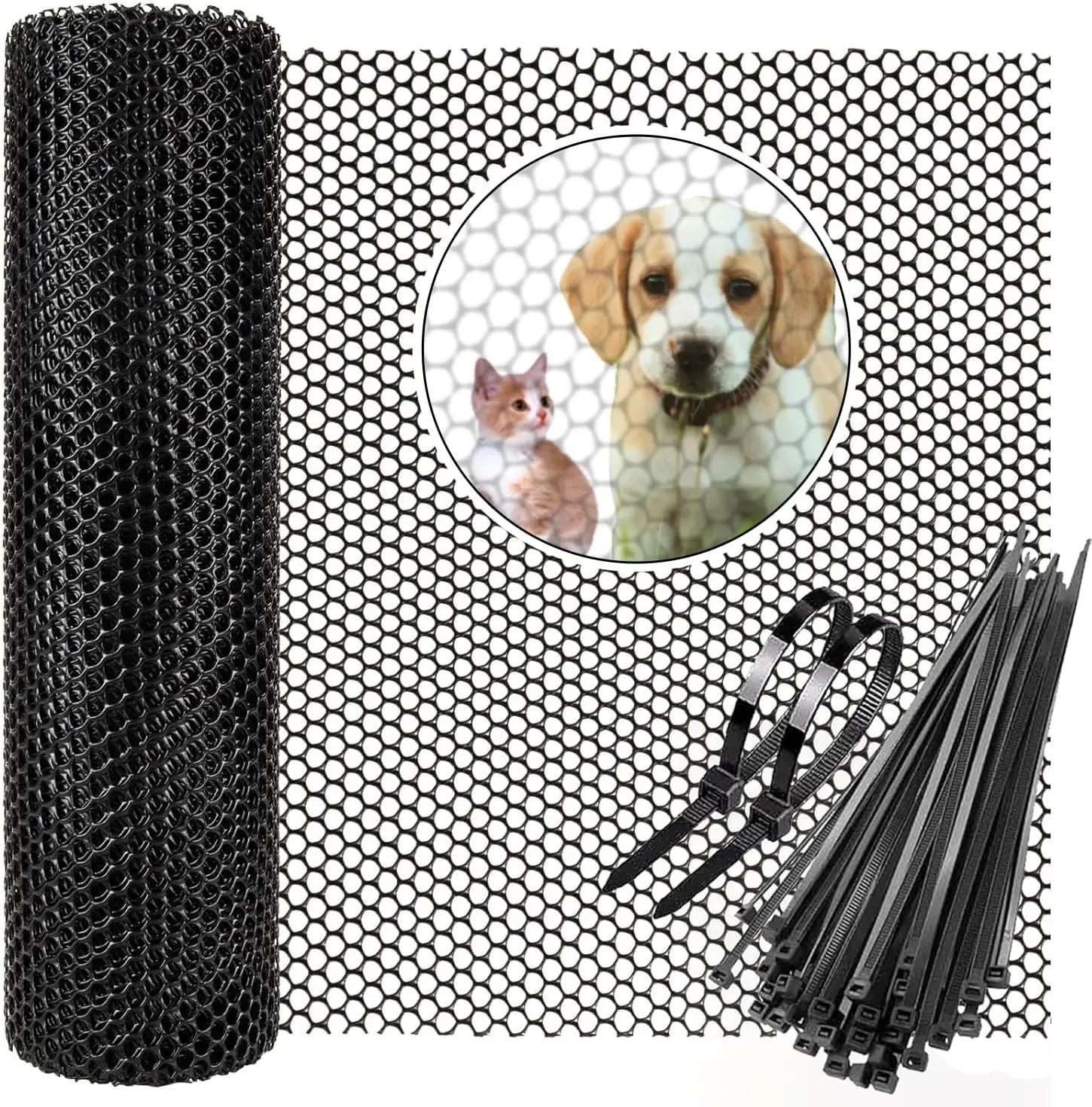 

Chicken Wire Mesh 15.7"x10' Poultry Netting with 30 Straps, Garden Fencing & Balcony Protection, DIY Plastic Mesh for Bir