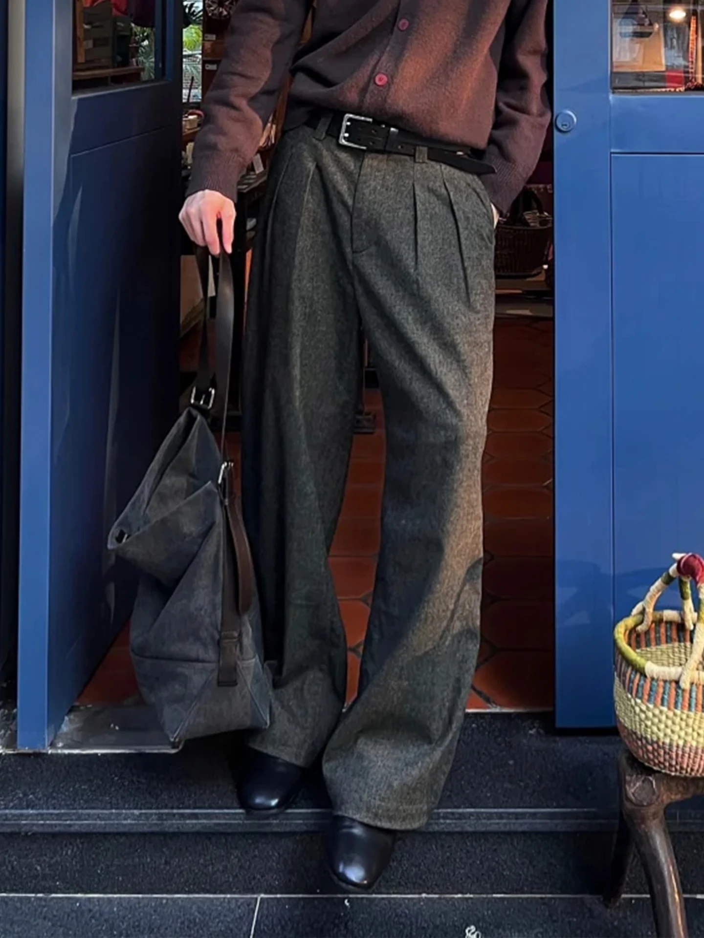 

Ele повседневные широкие мужские брюки с двойной складкой трапециевидной формы прямого кроя CleanFit Busin джентльменские длинные брюки весна молодежь