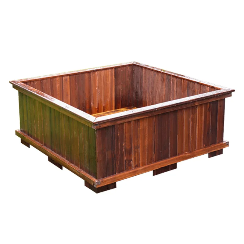 

Антисептический деревянный ящик для цветов, специальный горшок для выращивания овощей на открытом воздухе, для двора и балкона, из карбонизированного массива дерева, прямоугольный.