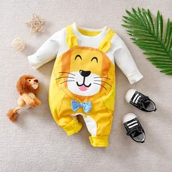 Baby Clothes Cute Cartoon Lion Pure Cotton Comfortable And Soft 0-18 Boys And Girls Spring And Autumn Long Sleeved Baby Jumpsuit