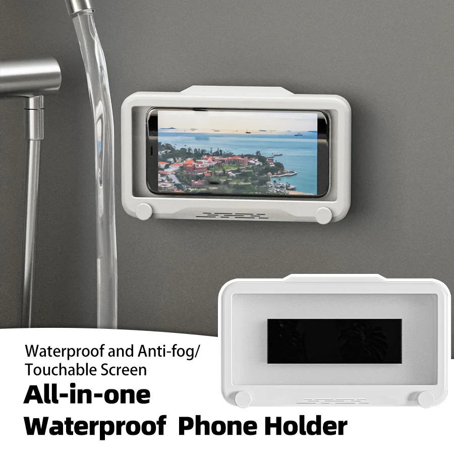 Soporte impermeable para teléfono móvil para baño Baño, observación de programas de televisión, observación de vídeos El teléfono móvil puede tocar la pantalla Inodoro wat