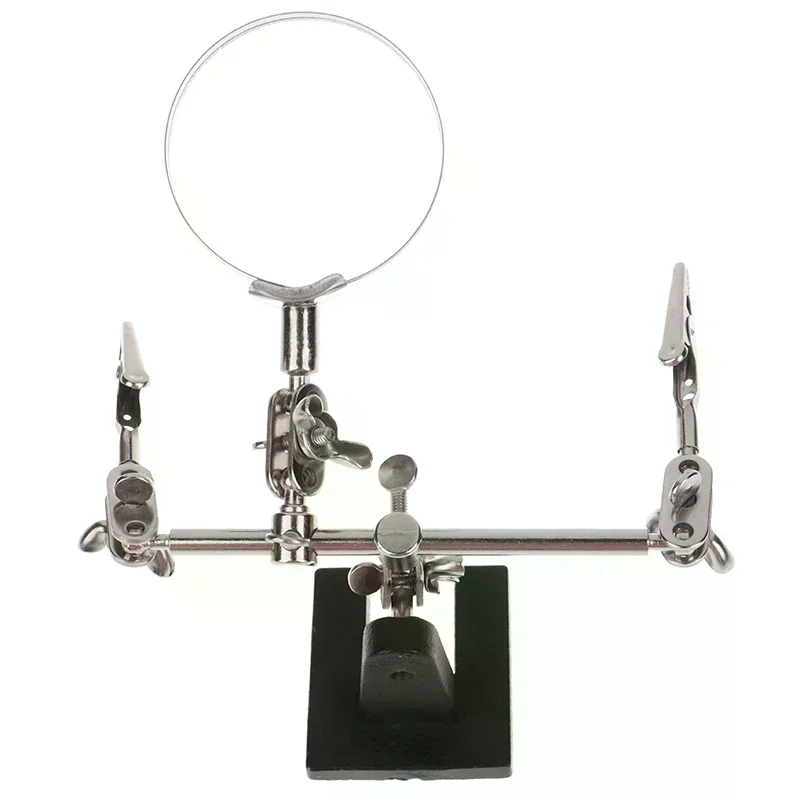 Third Hand Tool Soldering Stand With 5X Welding Magnifying Glass 2 Alligator Clips 360 Degree Rotating Adju Repair Tool Helping