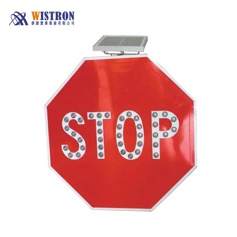 Solar Blinking Traffic Signal Light Traffic Sign With Solar Energy Road Stop Signs