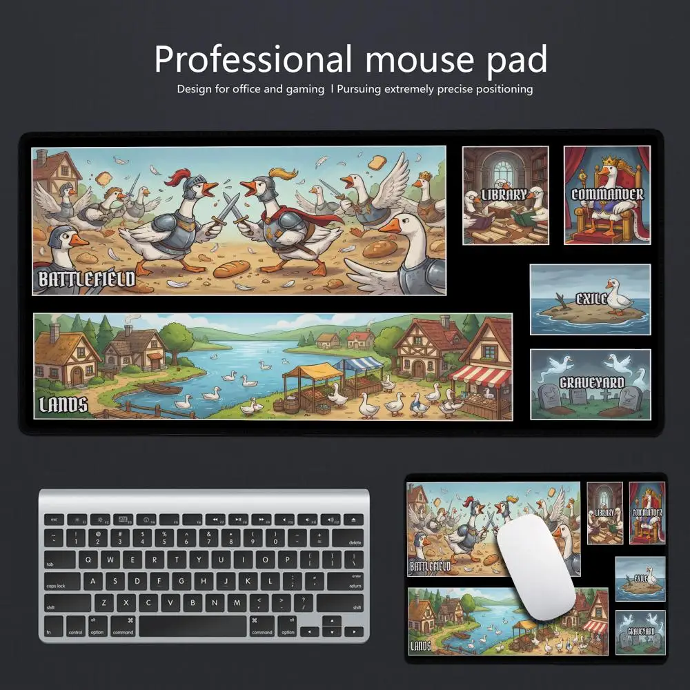 HYBXAXC HD Battle-fighting Goose Soldier Design Magic Party Game Mat Durable Rubber for MTG&TCG Games 40X90cm Offices Mouse Pad