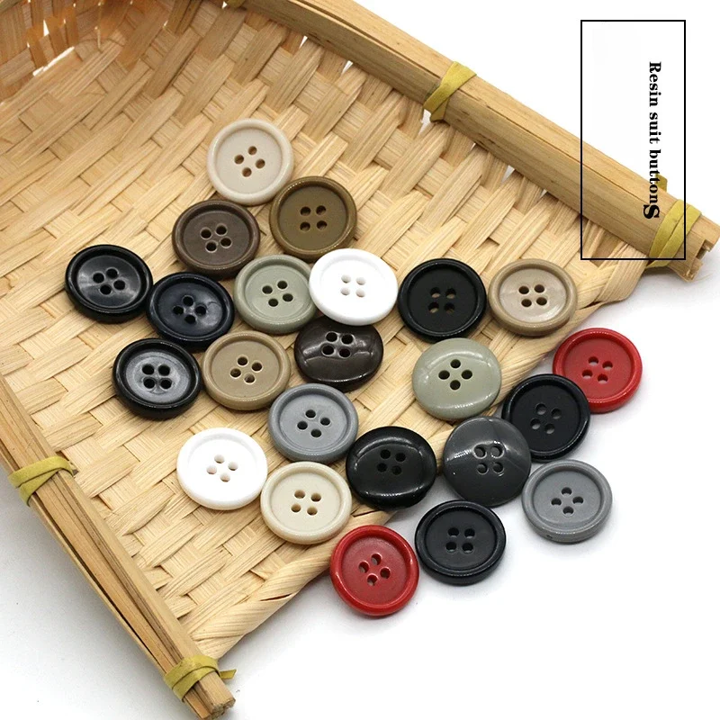 100Pcs Colorful Four-Hole Resin Buttons for Suit, Blouse, and Casual Pants Colorful Single Shades Sewing accessories wholesale