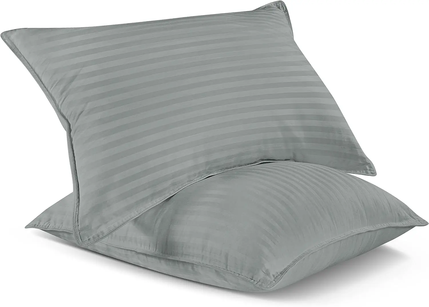 Almohada de cama tamaño King (gris claro), juego de dos, calidad de hotel, adecuada para tumbado supino, inclinado o lateral