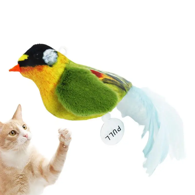 Catnip Toys Cat Bird Toy Interactive Feather Toy Birds Squeak Sound Kitten Toys Squeaky Bird Shape Feather Tail Sound