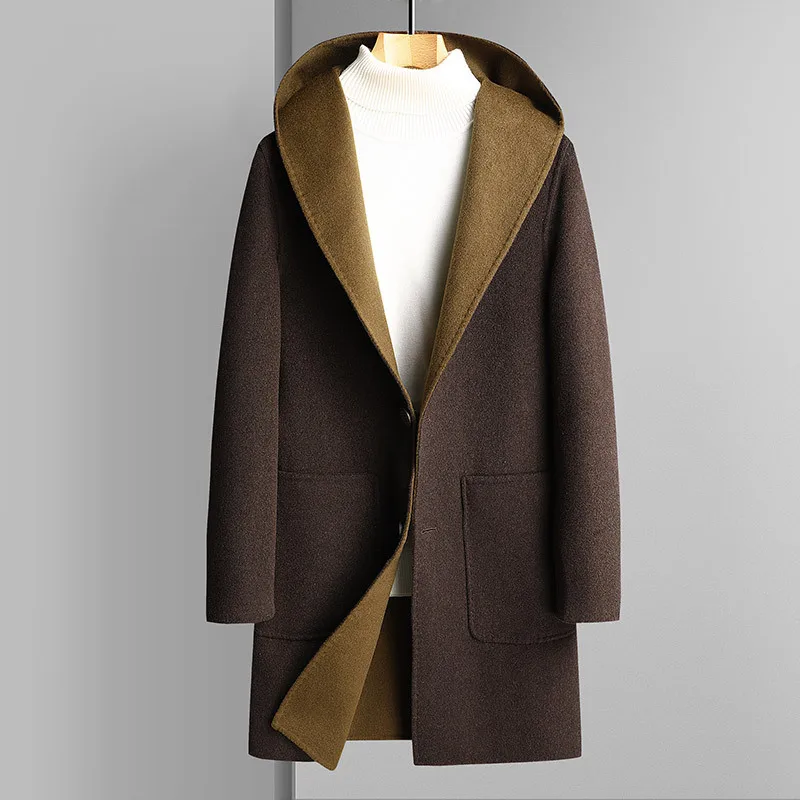 

Men Autumn Winter New Woolen Coat Nylon Wool Woolen Coat
