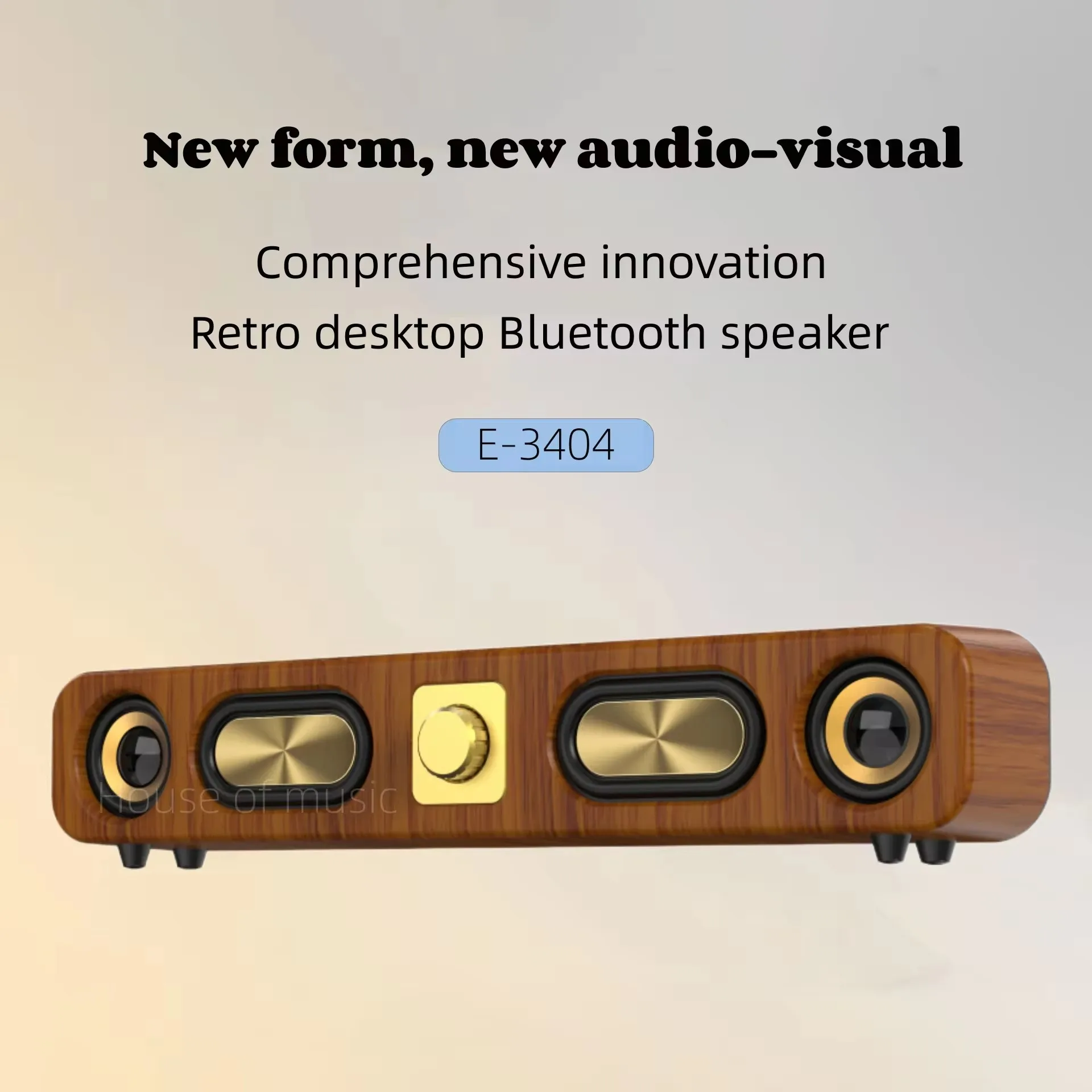 Luxurious Sound Experience Retro E-3404 New Stylish Retro Home Wireless BT Speaker Portable Double Speaker Stereo Bar Sound Box