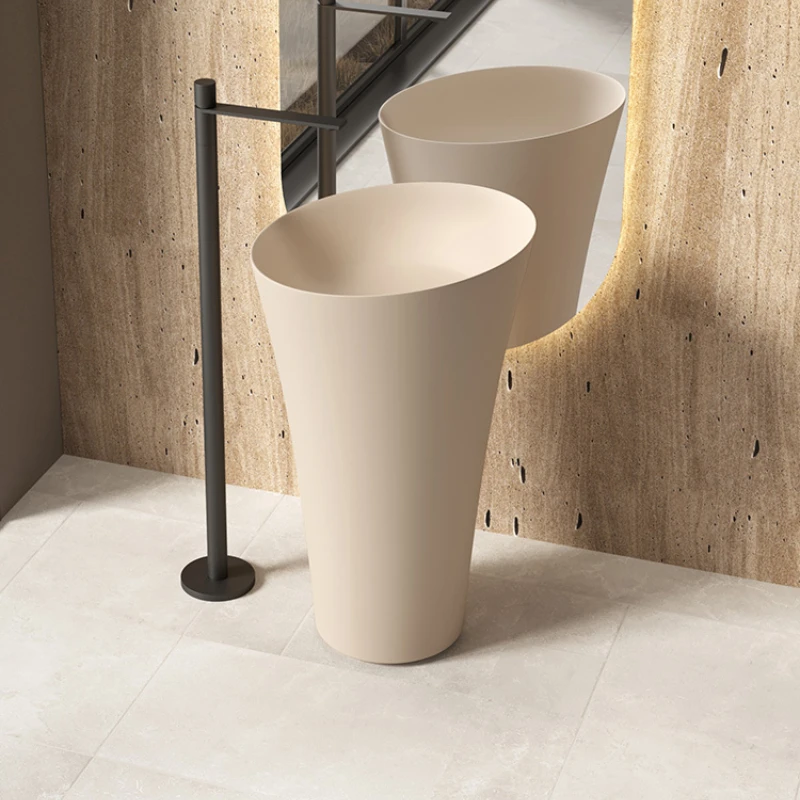 

Characteristic round artificial stone wash basin integrated floor column basin bathroom balcony washstand