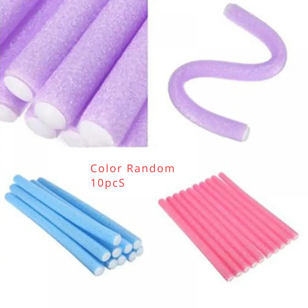 10pcs Sponge Hair Curler No Heat Sticker Random Colors Rollers Wave Formers New Curling Flexi Rods Magic Air Hair Rolle