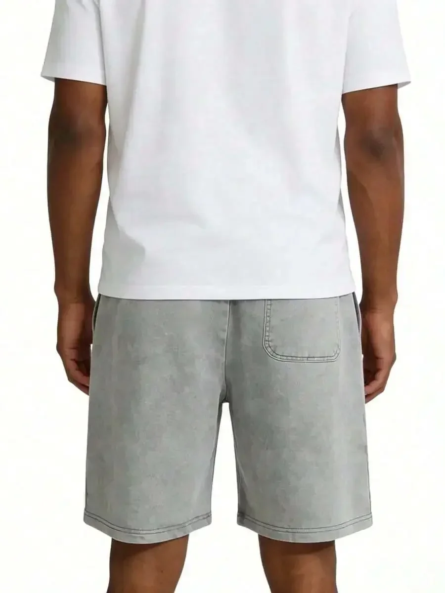 

Mens Retro Washed Cotton Shorts Loose Drawstring Casual Summer Shorts