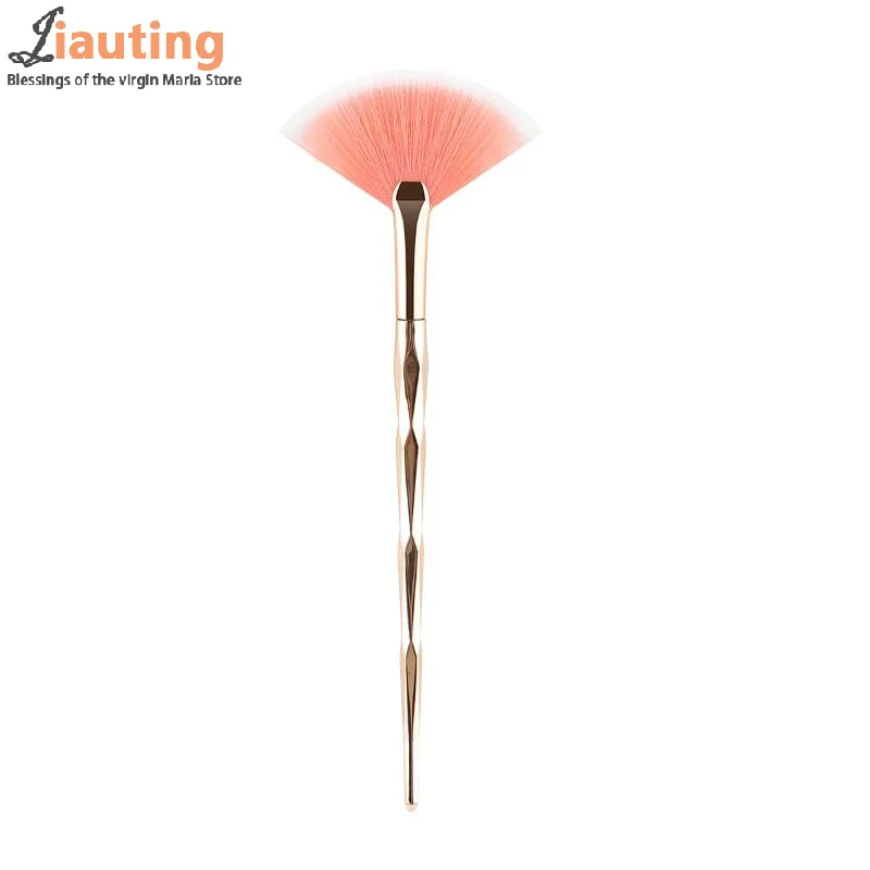 Grande plana destaque blush em forma de leque pincel de maquiagem em pó solto escova de rosto coreano macio aconchegante até mesmo ferramentas de cor para mulher