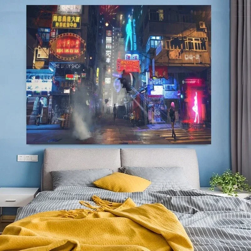 VIKAMA Falling City Night Tapestry Wall Hanging, 6 Designs, Wall Decor for Bedroom Living Room Dorm