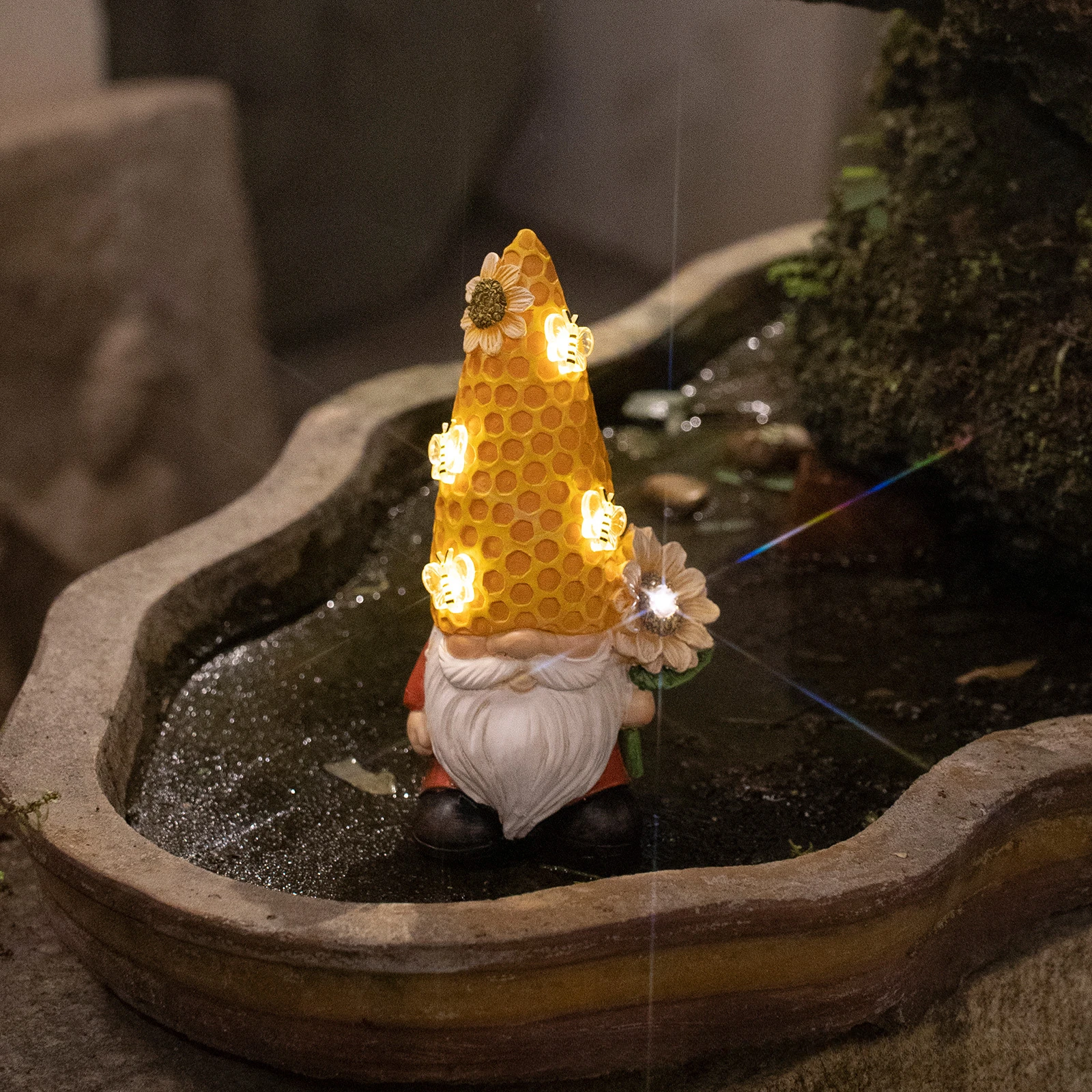 ユニークなクリエイティブ樹脂蜂ドワーフエルフ LED ライト装飾屋内と屋外の庭の装飾品ホリデー誕生日ギフト