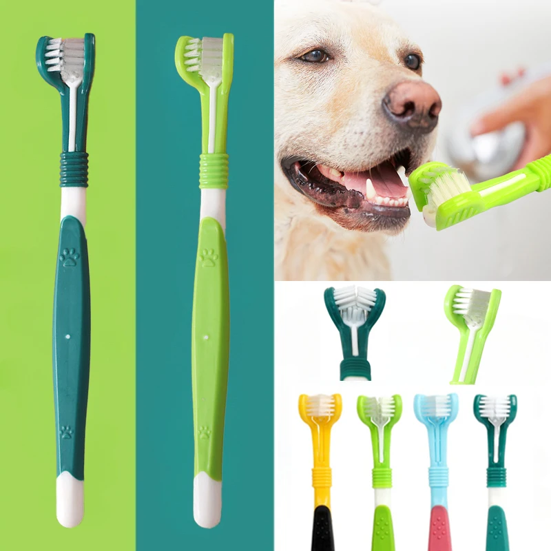 3-Sided Pet Toothbrush Dog Plastic Toothbrush Removing Bad Breath Tartar Cleaning Mouth Pet Dental Care Cat Cleaning Mouth