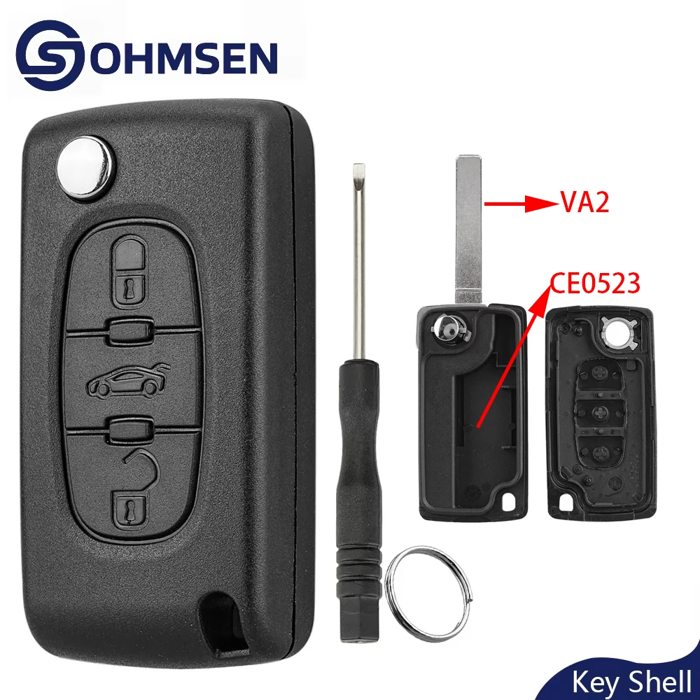 

3-кнопочный откидной чехол для дистанционного брелока CE0523 VA2 Blade для Peugeot 407 308 307 207 CC SW 607
